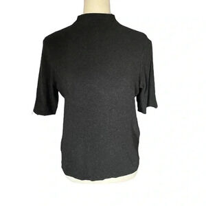 Eileen Fisher Mock Neck Viscose Jersey Italian Yarn Turtleneck Top Women Size M